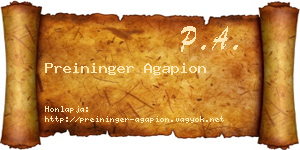 Preininger Agapion névjegykártya
